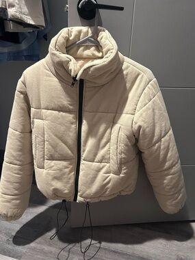 Princess Polly Cream Puffer Jacket with High Collar